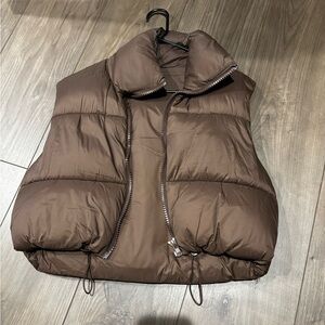 Brown Cropped Puffer Vest